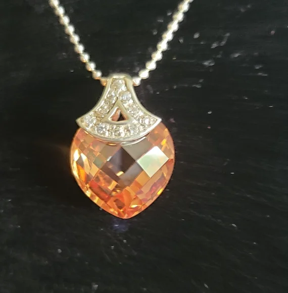 Sterling And Aurora Borealis Crystal Necklace - Picture 2 of 9